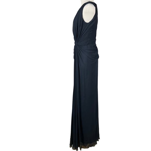 TADASHI SHOJI Dress Silk Chiffon Navy Blue Long 8 Formal Gown Event NWT $385 - Picture 6 of 16